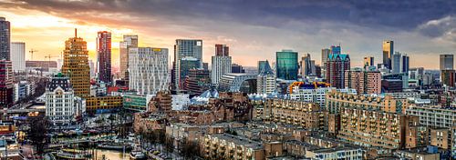 Skyline City Rotterdam Sonnenuntergang