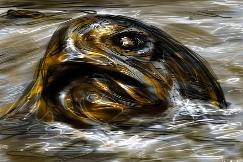 Expressive fish in rippling water by Imperial Art House