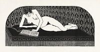 Liggend naakt, een boek lezend, Samuel Jessurun de Mesquita (1913) van Atelier Liesjes thumbnail