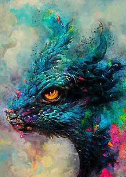 Dragon bleu #dragon sur JBJart Justyna Jaszke