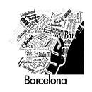 Plattegrond city centre van Barcelona in woorden van Muurbabbels Typographic Design thumbnail