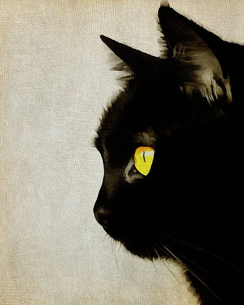 Portret van een kat van Jan Keteleer (JanKé): Een reis voorbij het canvas