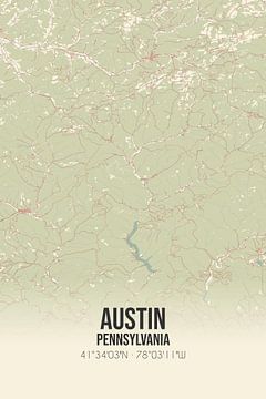 Vintage landkaart van Austin (Pennsylvania), USA. van Rezona