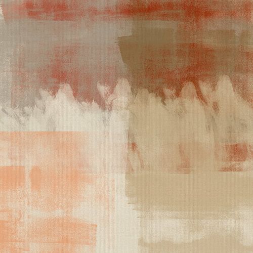 Abstract minimalistisch schilderij in beige, terracotta, koraal en taupe
