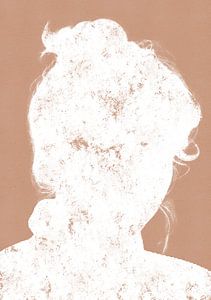 abstrakte Silhouette eines schönen hübschen Mädchens in Boho beige nackt von MadameRuiz