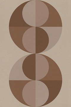 Moderne abstracte geometrische kunst in retrostijl in bruin en beige nr. 11 van Dina Dankers