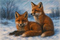 Junge Füchse im Schnee