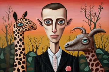 Man met giraf van Ton Kuijpers