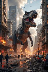 Fantasy Wall Art: URBEXREX - A Tyrannosaurus Rex destroys a major city
