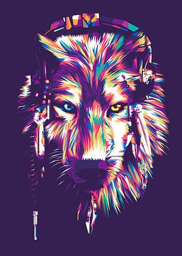Wolf Pop Art Portrait Illustration by Loxxey Artworks