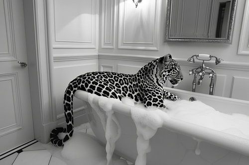 Elegant leopard in the bathroom