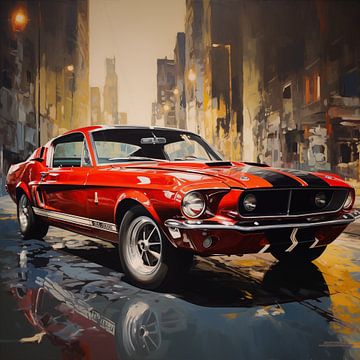 Ford mustang rouge artistique sur The Xclusive Art
