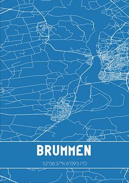 Blauwdruk | Landkaart | Brummen (Gelderland) van MijnStadsPoster