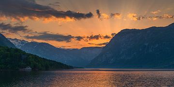 Sunset at the lake of Bohinj