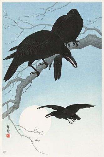Two Crows on a Branch (one in the sky)