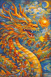 Mythologische geometrische Illustration eines Drachen. von Johannes