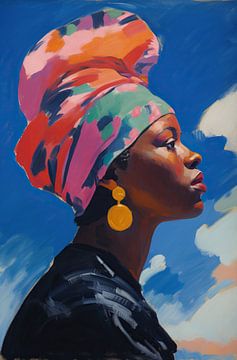 Afrikaanse vrouw | Afrikaanse vrouw van Abstract Schilderij