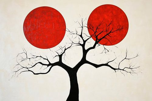 Tree and red circles - Minimalist