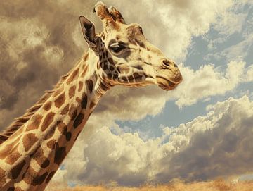 Giraffe in the clouds - surreal by Eva Lee