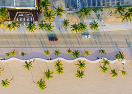 beautiful road by the beach