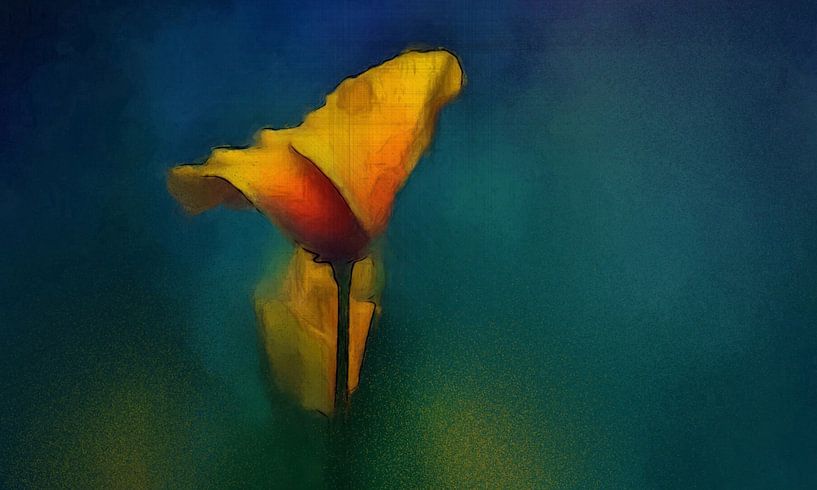 Stilleven met bloem. van Yolanda Bruggeman