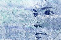 In der Ferne (blaue Aquarellmalerei Porträt Gesicht Frau close up Augen Flecken Industrie)) von Natalie Bruns Miniaturansicht