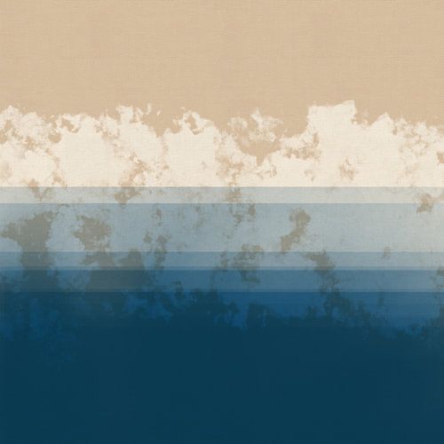 Paysage color block en beige et cobalt - style Japandi sur Dina Dankers