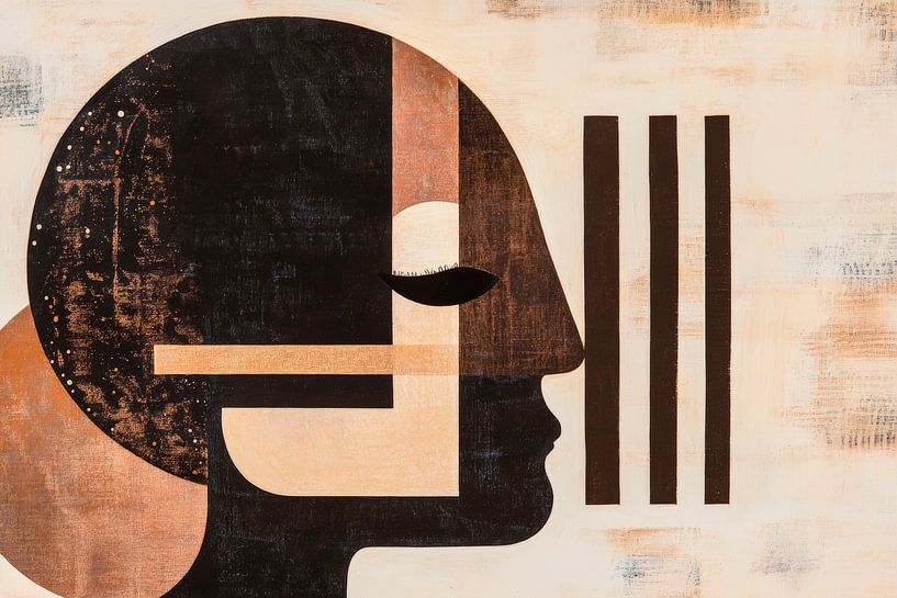 Geometric portrait in earth tones by Poster Art Shop