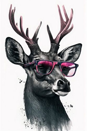 Coole Stag met roze zonnebril