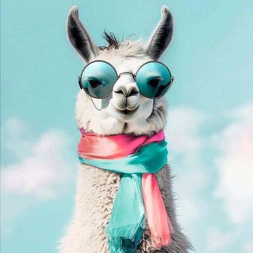 Stijlvolle lama met zonnebril