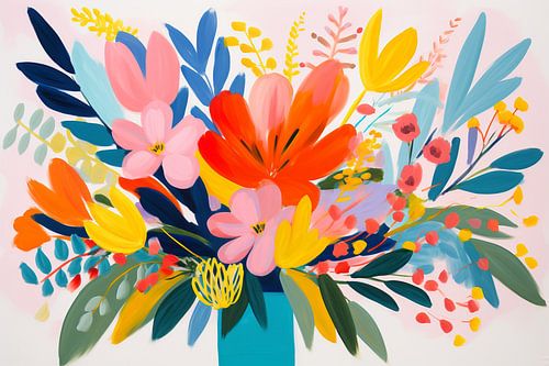 Stilleven, Bloemen boeket in vaas