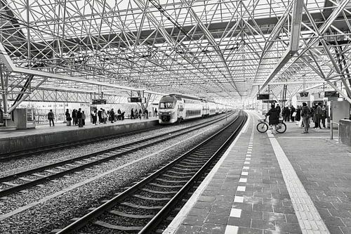 Architecture of Zaandam railway station with Intercity services by eric van der eijk