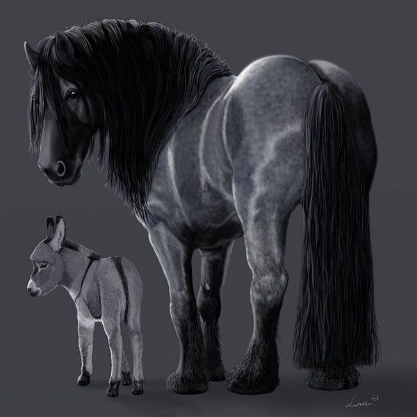 Draught horse with foal by Linda van Kleef