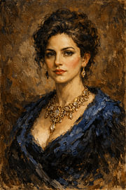 Classic Portrait in a Blue Dress by DesignDoodle