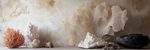 Panorama stilleven koraal met steen