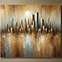 Abstract Skyline Painting in Bronze | Modern and Elegant Wall Decoration