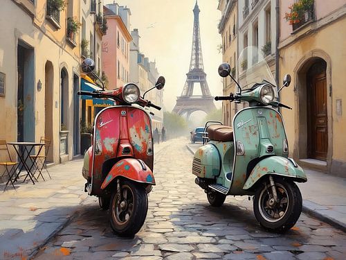 Oude scooters in Parijs