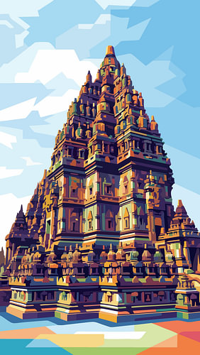 Candi Prambanan WPAP Pop Art-illustratie metalen poster
