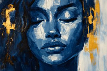 Dreamlike silence in blue and gold by Poster Art Shop