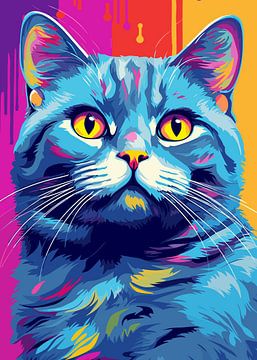 Chat Animal WPAP Pop Art sur Qreative