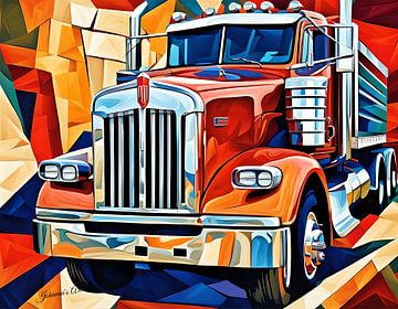 Abstract Art Illustration - Amerikaanse vrachtwagens 5 van Johanna's Art