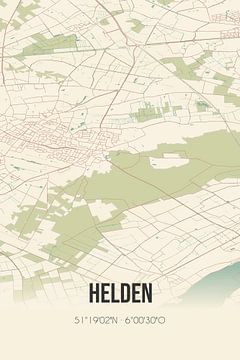 Vintage landkaart van Helden (Limburg) van MijnStadsPoster