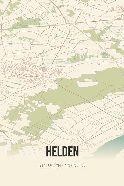 Vintage map of Helden (Limburg) by Prints of Place