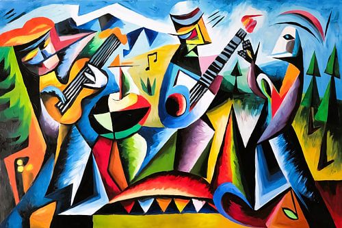 Abstracte muzikanten in actie