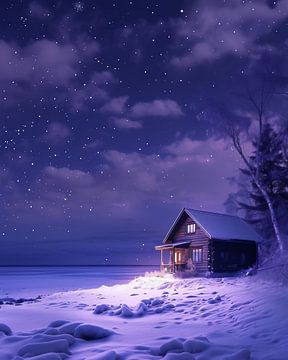 Winter droom hut panorama van fernlichtsicht