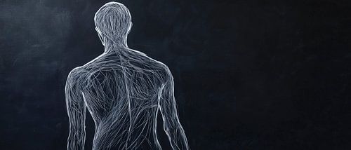 Körperstudie in Weiß auf Schwarz – Ästhetisch