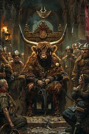 Nostalgisches Gemälde eines majestätischen schottischen Highlander-Königs von Digitale Schilderijen