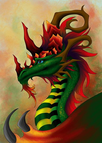 Crystal dragon in autumn colours by Miracles-Art.nl