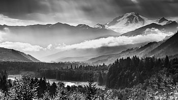 Le Mont Baker en noir et blanc