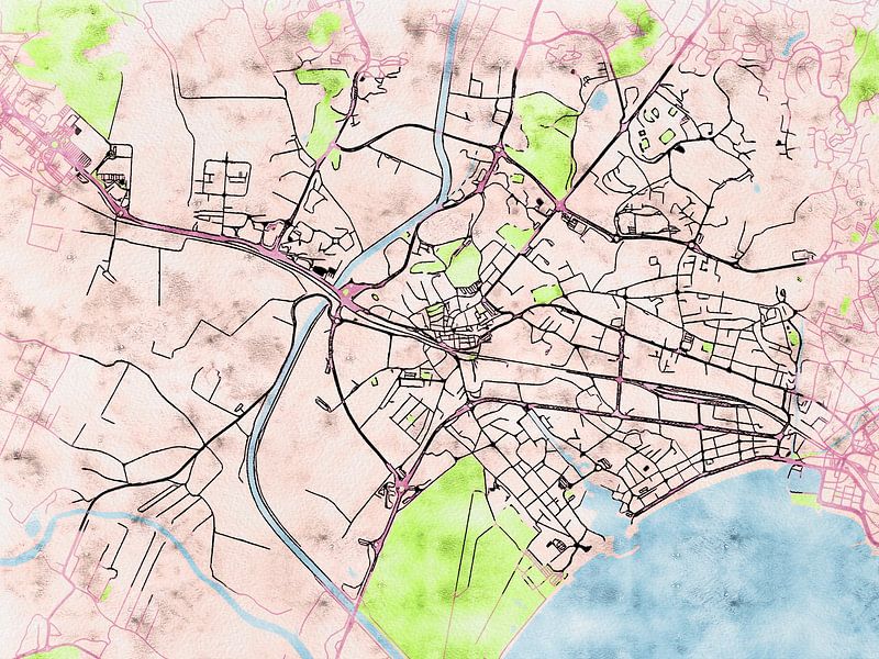 Carte de Fréjus avec le style 'Soothing Spring' par Maporia